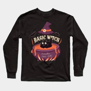 Basic witch halloween black cat pumpkin latte Long Sleeve T-Shirt